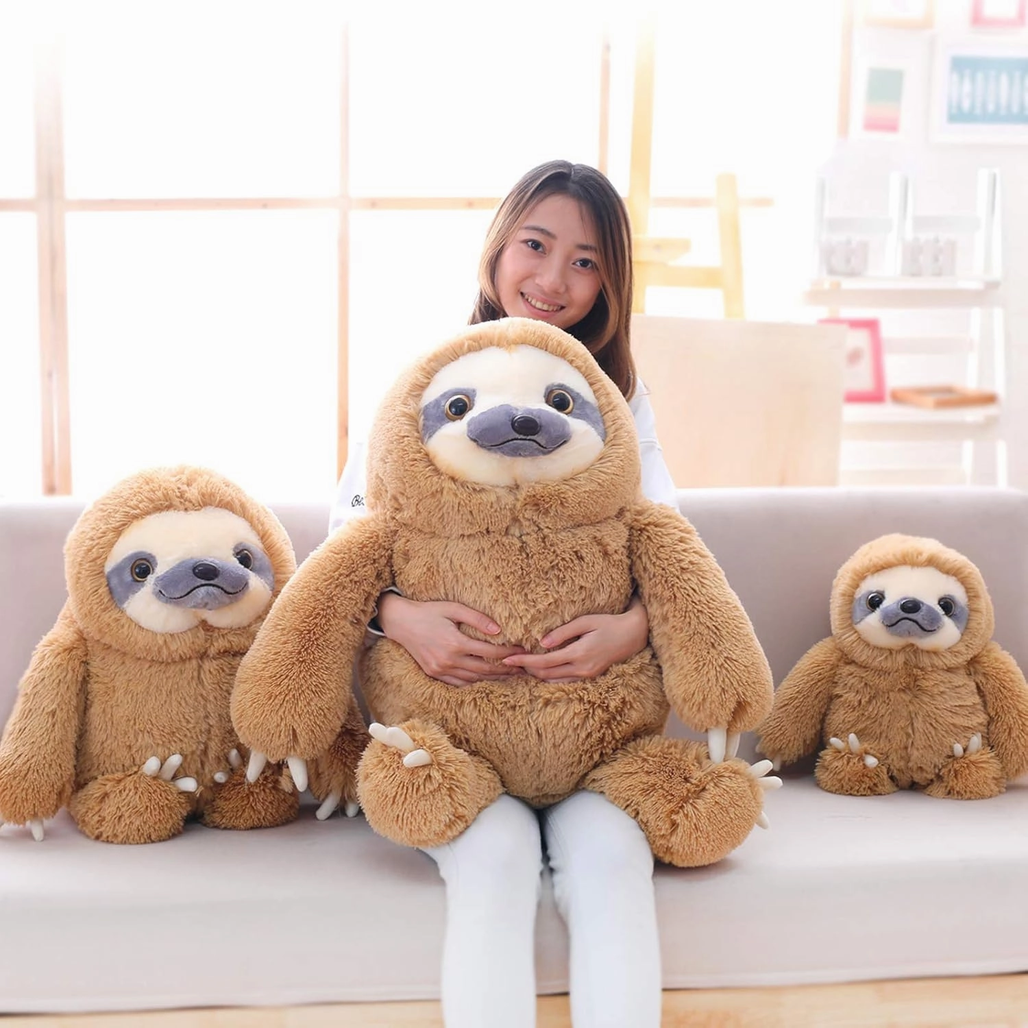 Winsterch Giant Stuffed Animal, Big Sloth Stuffed Animals Plush Sloth Toy Large Stuffed Sloth Animal Gift for Kids,Boy,Girls, (Brown,27.5 in)