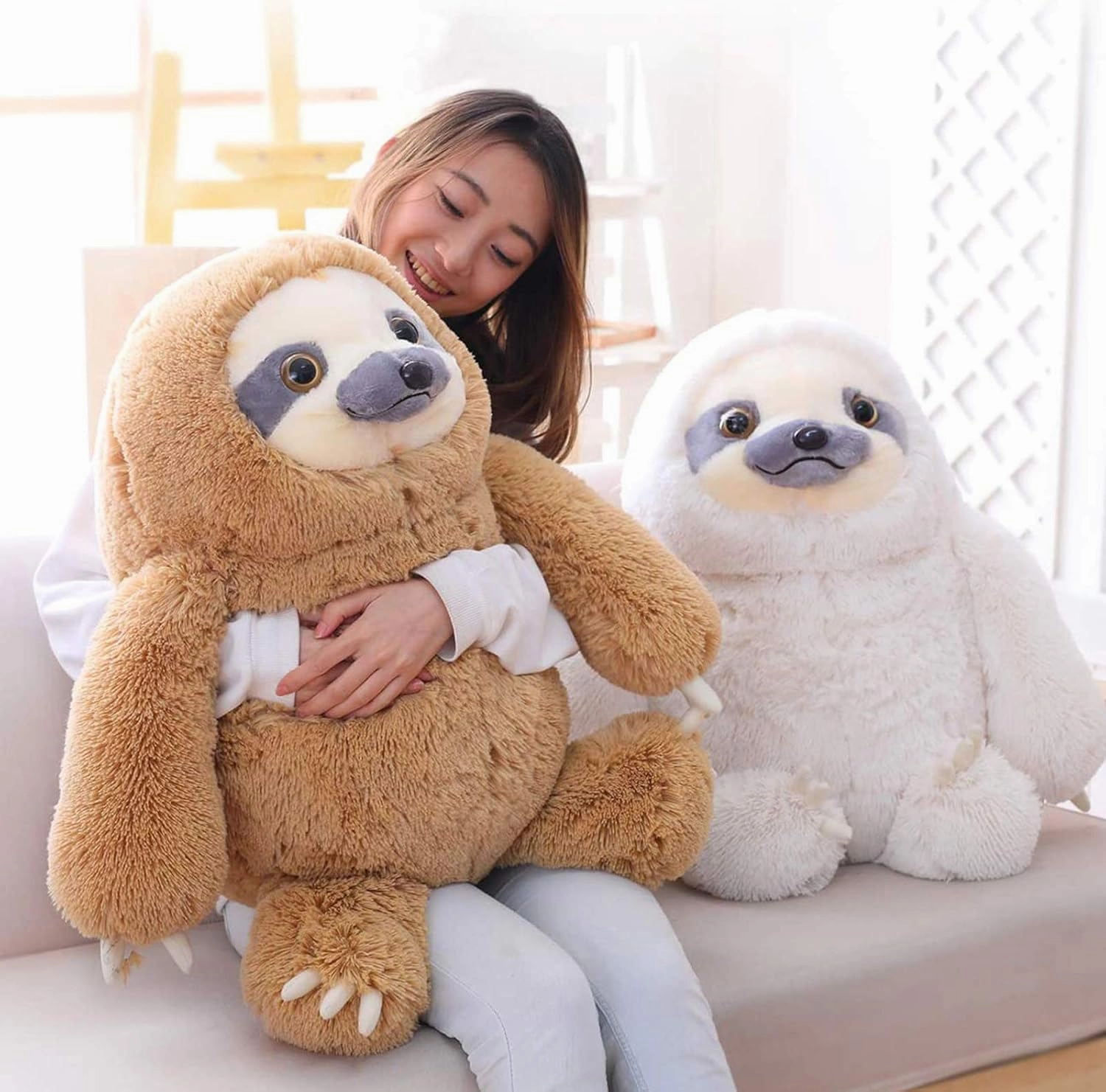 Winsterch Giant Stuffed Animal, Big Sloth Stuffed Animals Plush Sloth Toy Large Stuffed Sloth Animal Gift for Kids,Boy,Girls, (Brown,27.5 in)