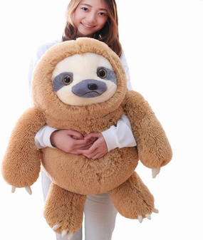 Winsterch Giant Stuffed Animal, Big Sloth Stuffed Animals Plush Sloth Toy Large Stuffed Sloth Animal Gift for Kids,Boy,Girls, (Brown,27.5 in)