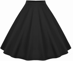 Women 50s Vintage Polka Dot A Line Pleated Midi Skirt Floral Cherry Cocktail Swing Skirt High Waist Knee Length Flared Skirt
