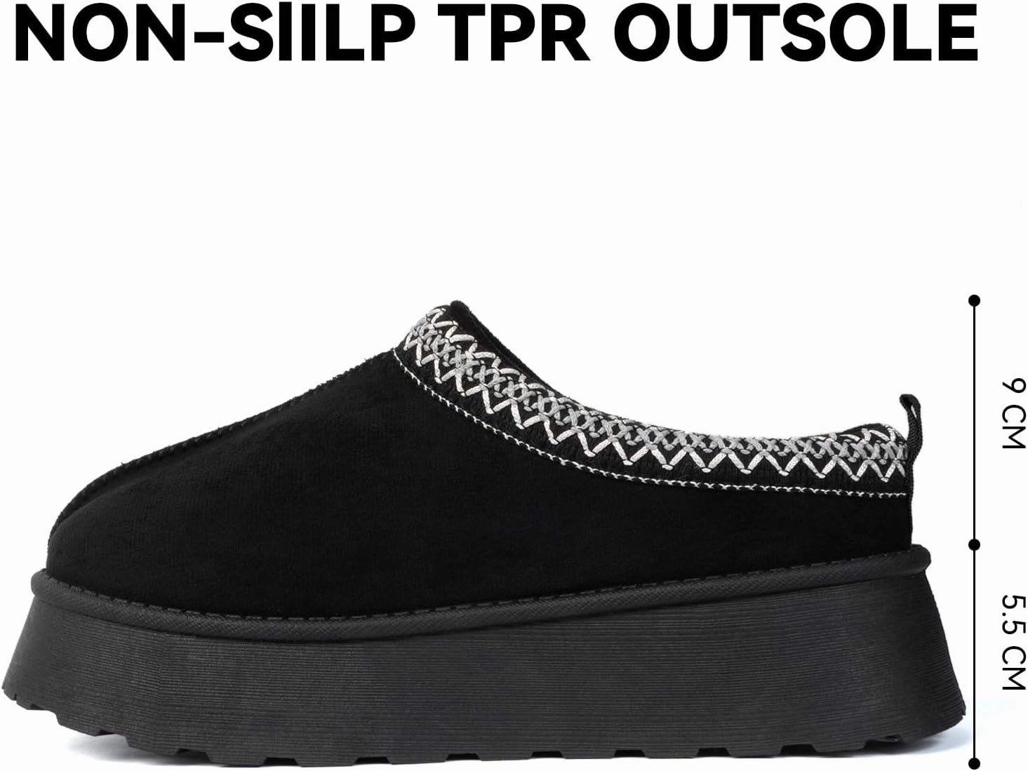 Women Platform Slippers Mini Boots Suede Leather Short Ankle Booties Fuzzy Slip on Shoes Snow Platform Slippers for Women Winter Outdoor Ethnic Style