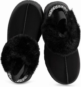 Women Platform Slippers Mini Boots Suede Leather Short Ankle Booties Fuzzy Slip on Shoes Snow Platform Slippers for Women Winter Outdoor Ethnic Style