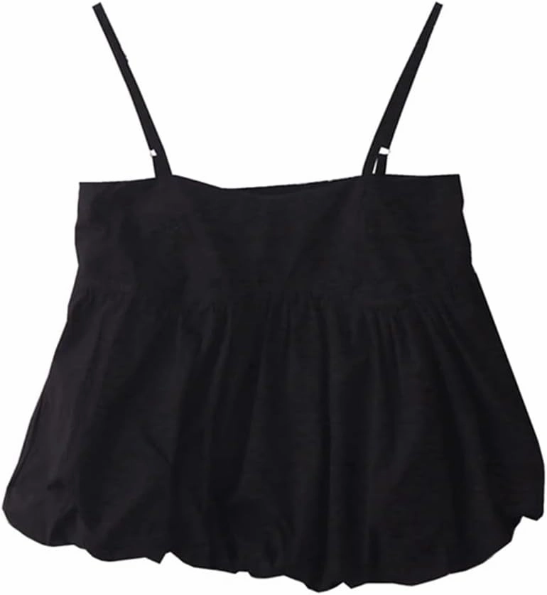 Women's French Retro Holiday Style Small Camisole Backless Loose Fluffy Bud Short Camisole