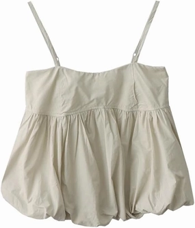 Women's French Retro Holiday Style Small Camisole Backless Loose Fluffy Bud Short Camisole
