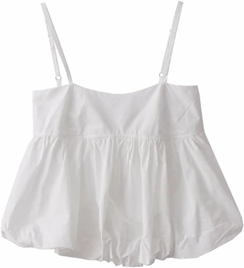 Women's French Retro Holiday Style Small Camisole Backless Loose Fluffy Bud Short Camisole