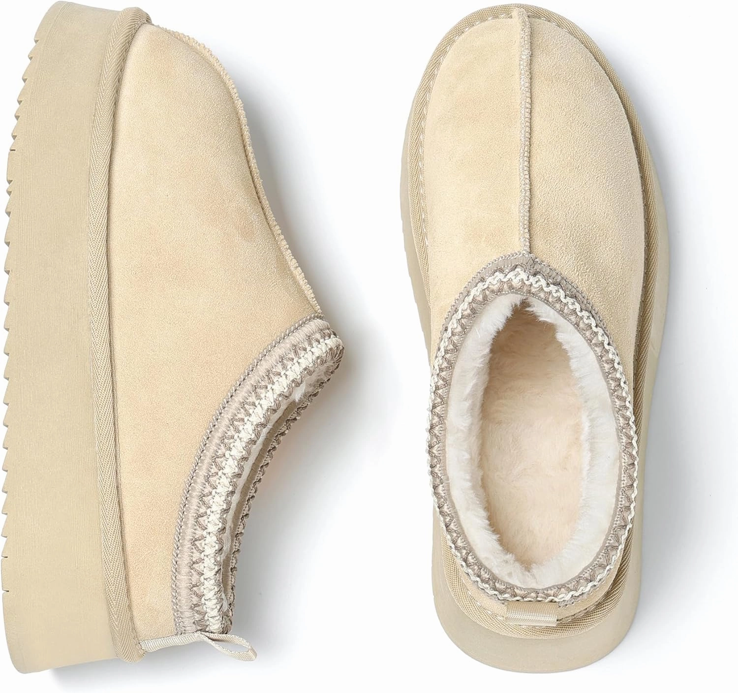 Women's Slippers Platform Mini Boots Short Ankle Boot Fur Fleece Lined House slippers Anti-Slip Boot For Outdoor