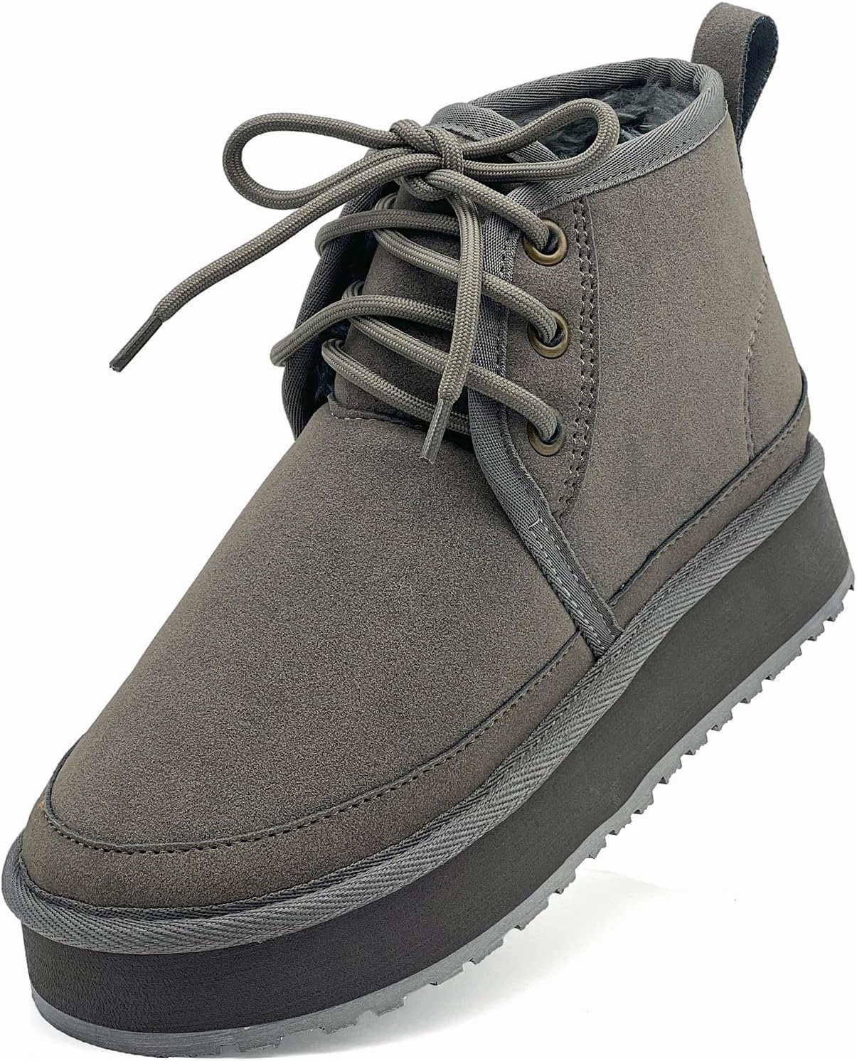 Women's Winter Snow Boots Mini Ankle Boots Suede Lace Up Fur lined Short Boots Cozy Warm Platform Booties for Women
