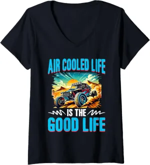 Womens Air Cooled Life Beach Sand Race Rail Racing Car Dune Buggy V-Neck T-Shirt