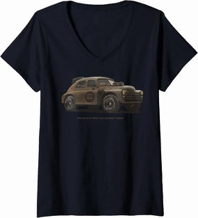 Womens Soviet Racecar Pobeda Gaz 20 Trophy SOVI8 Soviet Auto Racing V-Neck T-Shirt