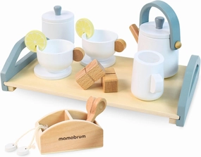 Wooden Tea Set for Children, 17-Piece Tea Set with Tray - Toy Set with Teapot, Cups, Sugar Bowl & Milk Jug - Role Play from 3 Years
