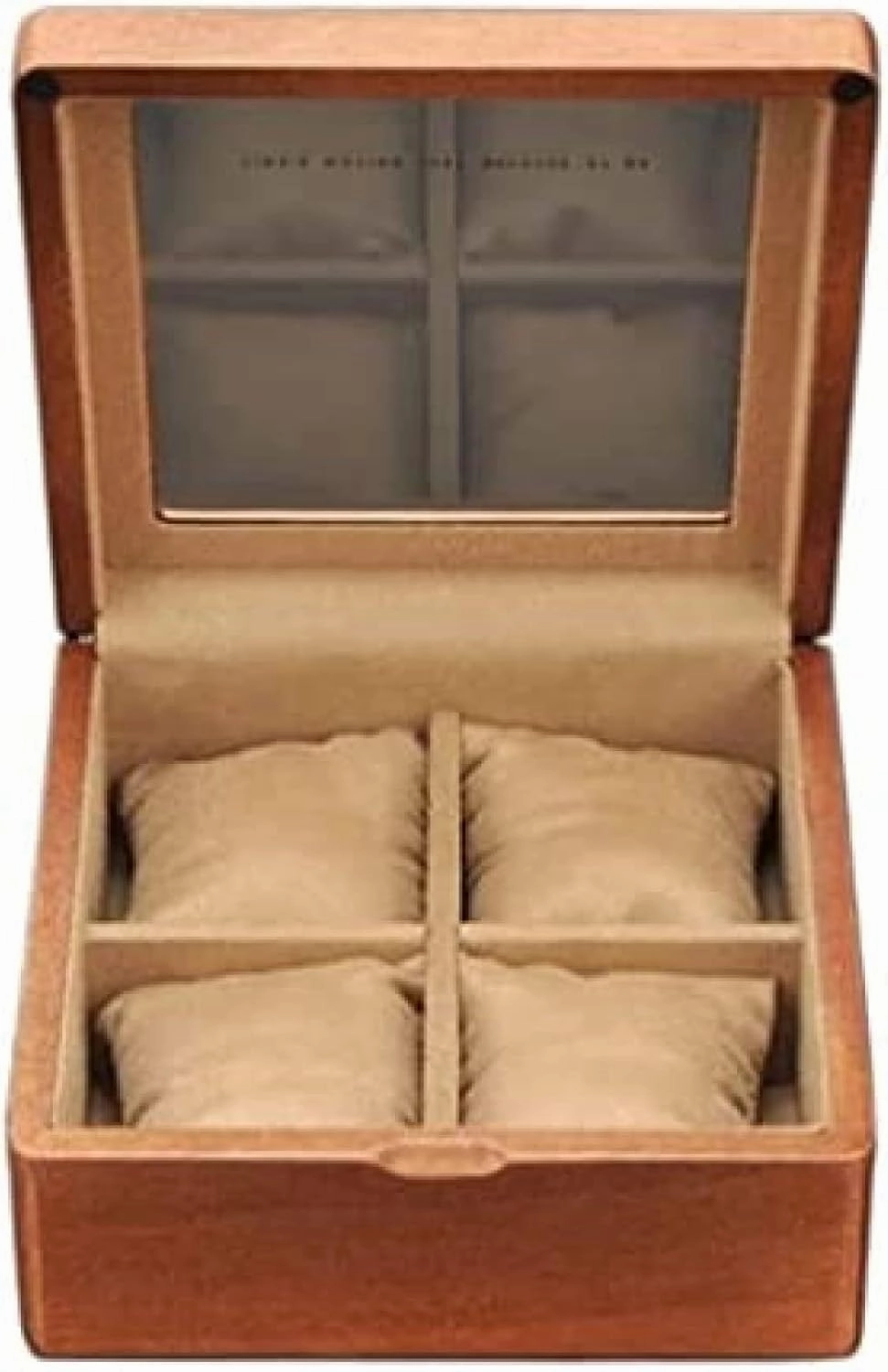 Wooden Watch Box with Transparent Glass Top Cover, 4-Digit Storage Watch Box Watch Holder Watch Organizer,A,17.5x17.5X.5cm