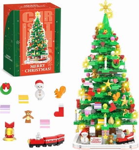 Wowok Christmas Building Blocks Toy - Christmas Tree Building Set, 1102 Pieces Mini Building Blocks for Kids Adult, for Teens Girls Boys Christmas Party Home Decoration