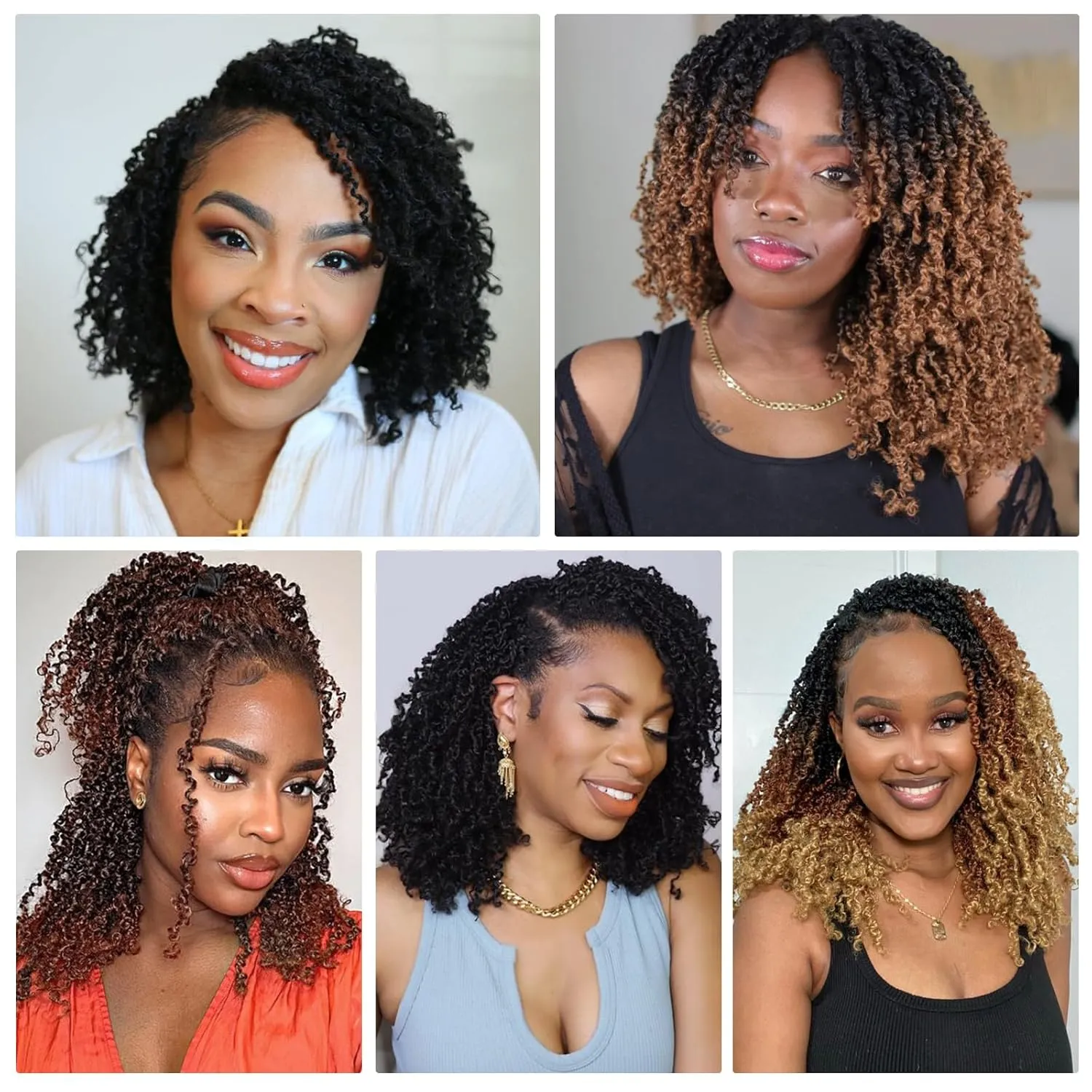 Yanky Twist Crochet Hair 16 Inch 8 Packs Crochet Yanky Twist Hair Spring Mini Twists Crochet Hair Extensions 1B/30/27 Bohemian Passion Twist Hair for Black Women