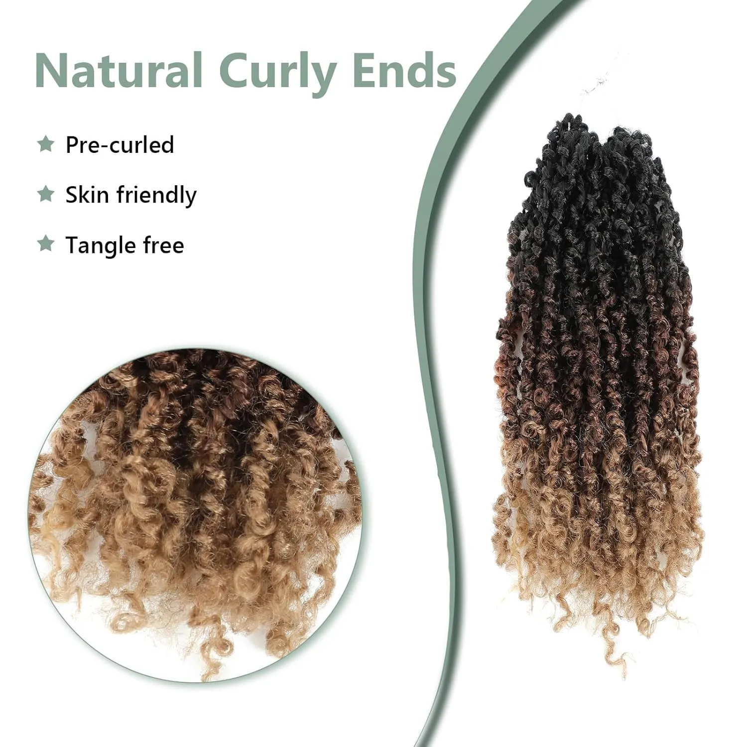 Yanky Twist Crochet Hair 16 Inch 8 Packs Crochet Yanky Twist Hair Spring Mini Twists Crochet Hair Extensions 1B/30/27 Bohemian Passion Twist Hair for Black Women