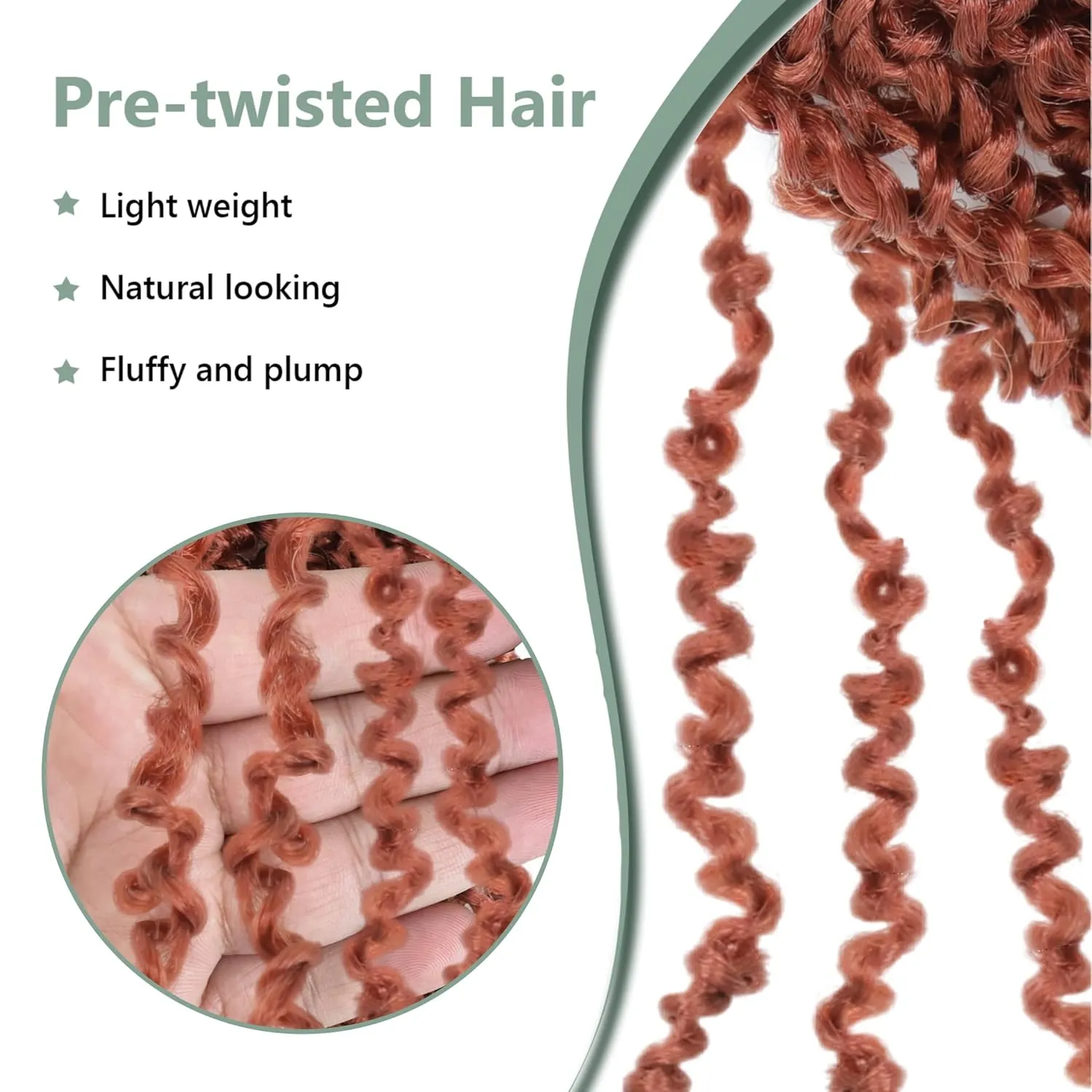 Yanky Twist Crochet Hair 8 Inch 8 Packs Crochet Yanky Twist Pre Looped Crochet Hair Spring Mini Twist Crochet Hair Extensions Bohemian Passion Twist Hair for Black Women（(8",#350-8P)