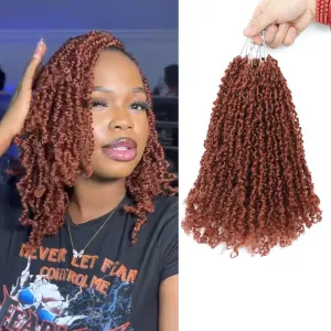 Yanky Twist Crochet Hair 8 Inch 8 Packs Crochet Yanky Twist Pre Looped Crochet Hair Spring Mini Twist Crochet Hair Extensions Bohemian Passion Twist Hair for Black Women（(8",#350-8P)