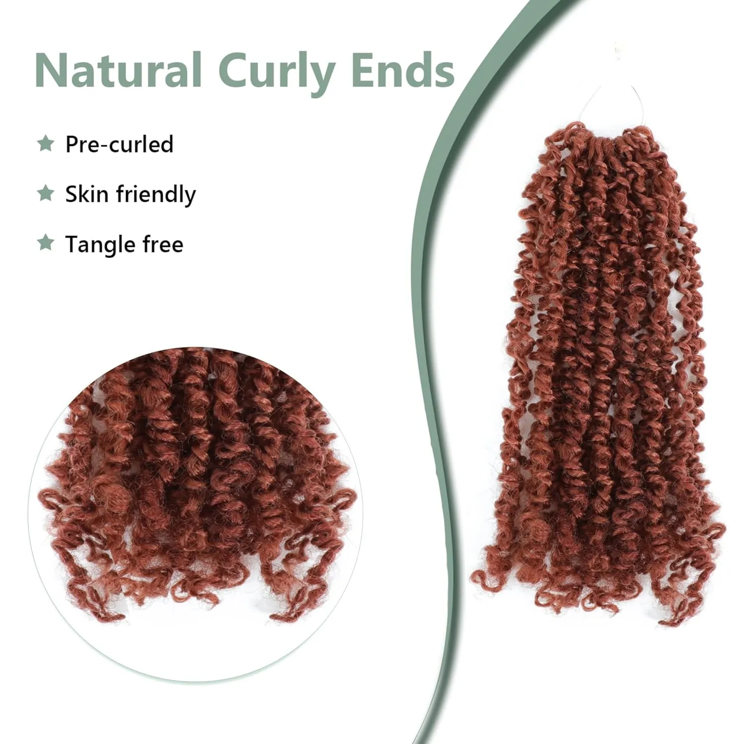Yanky Twist Crochet Hair 8 Inch 8 Packs Crochet Yanky Twist Pre Looped Crochet Hair Spring Mini Twist Crochet Hair Extensions Bohemian Passion Twist Hair for Black Women（(8",#350-8P)