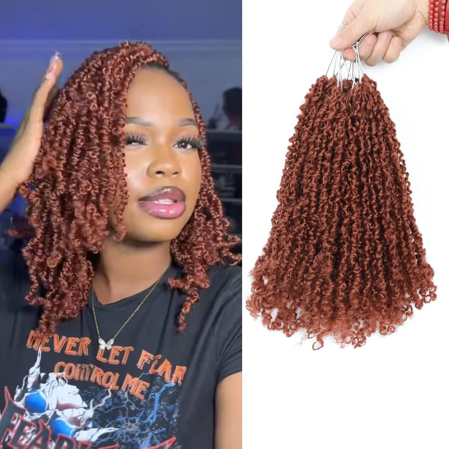 Yanky Twist Crochet Hair 8 Inch 8 Packs Crochet Yanky Twist Pre Looped Crochet Hair Spring Mini Twist Crochet Hair Extensions Bohemian Passion Twist Hair for Black Women（(8",#350-8P)