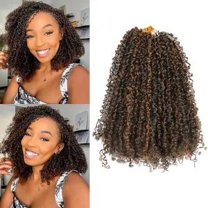 Yanky Twist Crochet Hair 9 Pack(270 Strands Total) Pre loop Pre Twisted Dark Brown Braids Crochet Hair,Synthetic Spring Short Passion Twist Crochet Braiding Hair Extensions For Women(1BH30, 8 Inch)