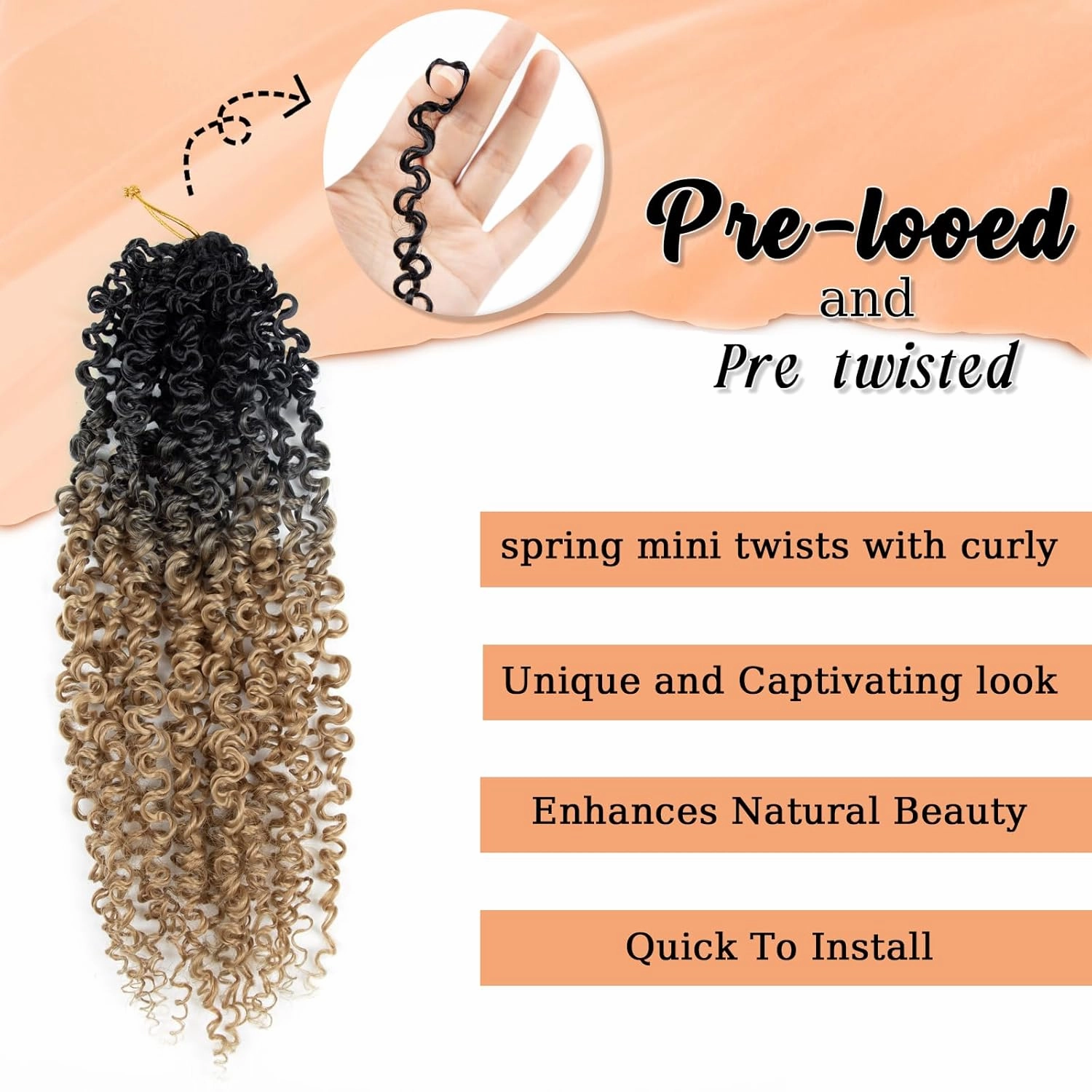 Yanky 10 Packs Passion Twist Crochet Hair 14 Inch - Fluffy Spring Mini Pre-twisted Small Curly Crochet Braid Hair for Senegalese Twist Braids