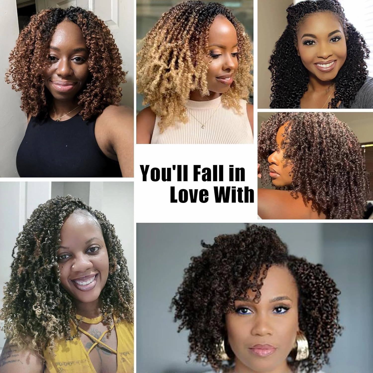 Yanky Twist Crochet Hair 12 Inch 8 Packs Yanky Passion Twist Hair Bohemian Yanky Twists Crochet Hair Pre Looped Pre-twisted Fluffy Mini Twist(1B/350)