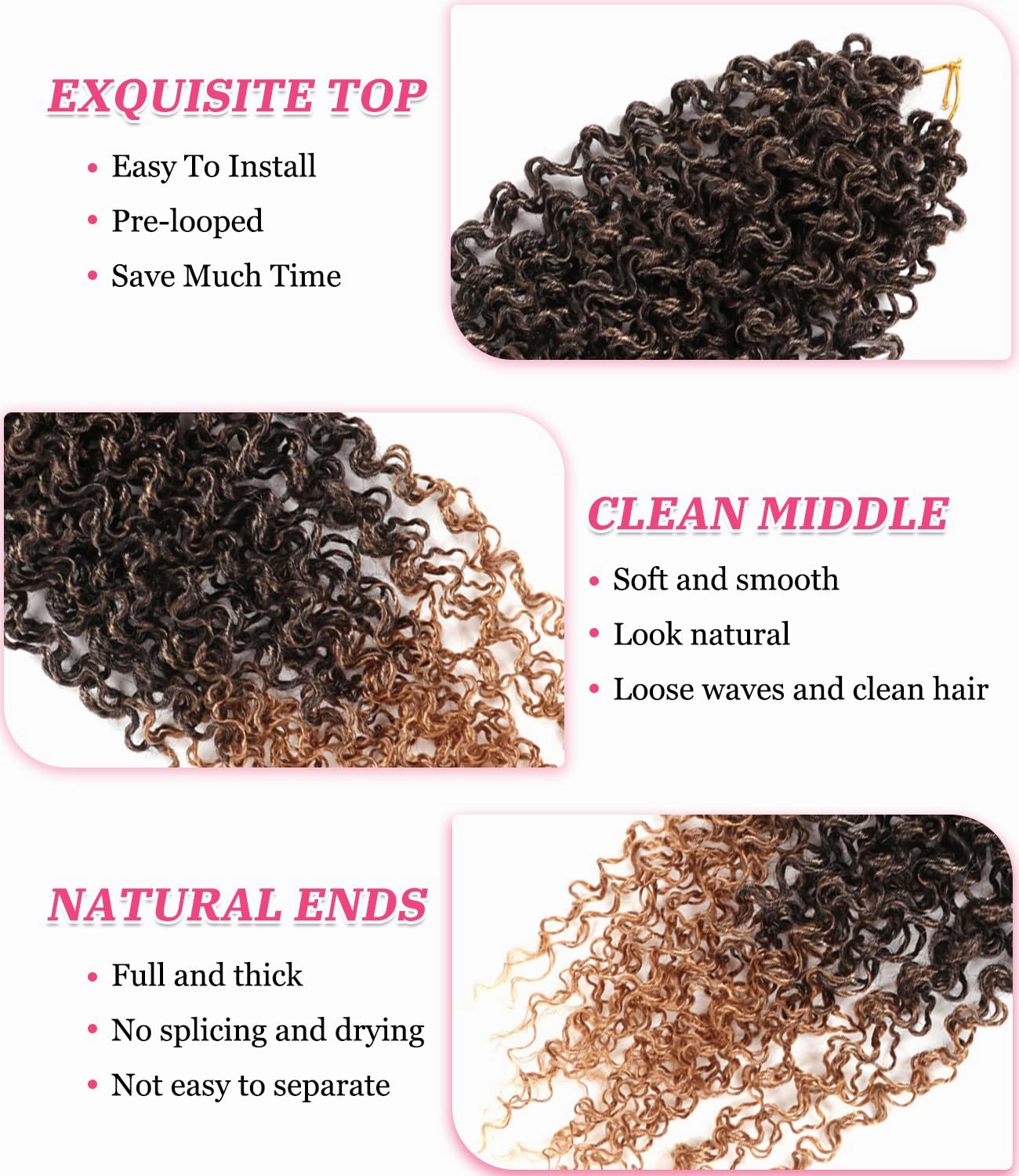 Yanky Twist Crochet Hair 14 Inch 7 Packs Pre-twisted Spring Twist Mini Yanky Twist Hair Fluffy Passion Twist Pre-Looped Kinky Curly Crochet Hair for Women (T1B/27, 14 Inch (Pack of 7))