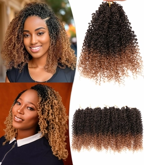 Yanky Twist Crochet Hair 14 Inch 7 Packs Pre-twisted Spring Twist Mini Yanky Twist Hair Fluffy Passion Twist Pre-Looped Kinky Curly Crochet Hair for Women (T1B/27, 14 Inch (Pack of 7))