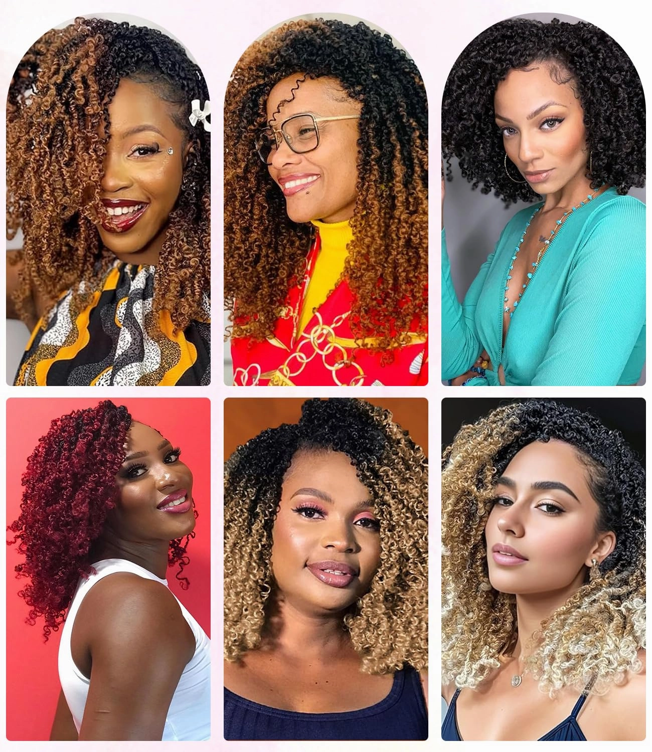 Yanky Twist Crochet Hair 14 Inch 7 Packs Pre-twisted Spring Twist Mini Yanky Twist Hair Fluffy Passion Twist Pre-Looped Kinky Curly Crochet Hair for Women (T1B/27, 14 Inch (Pack of 7))