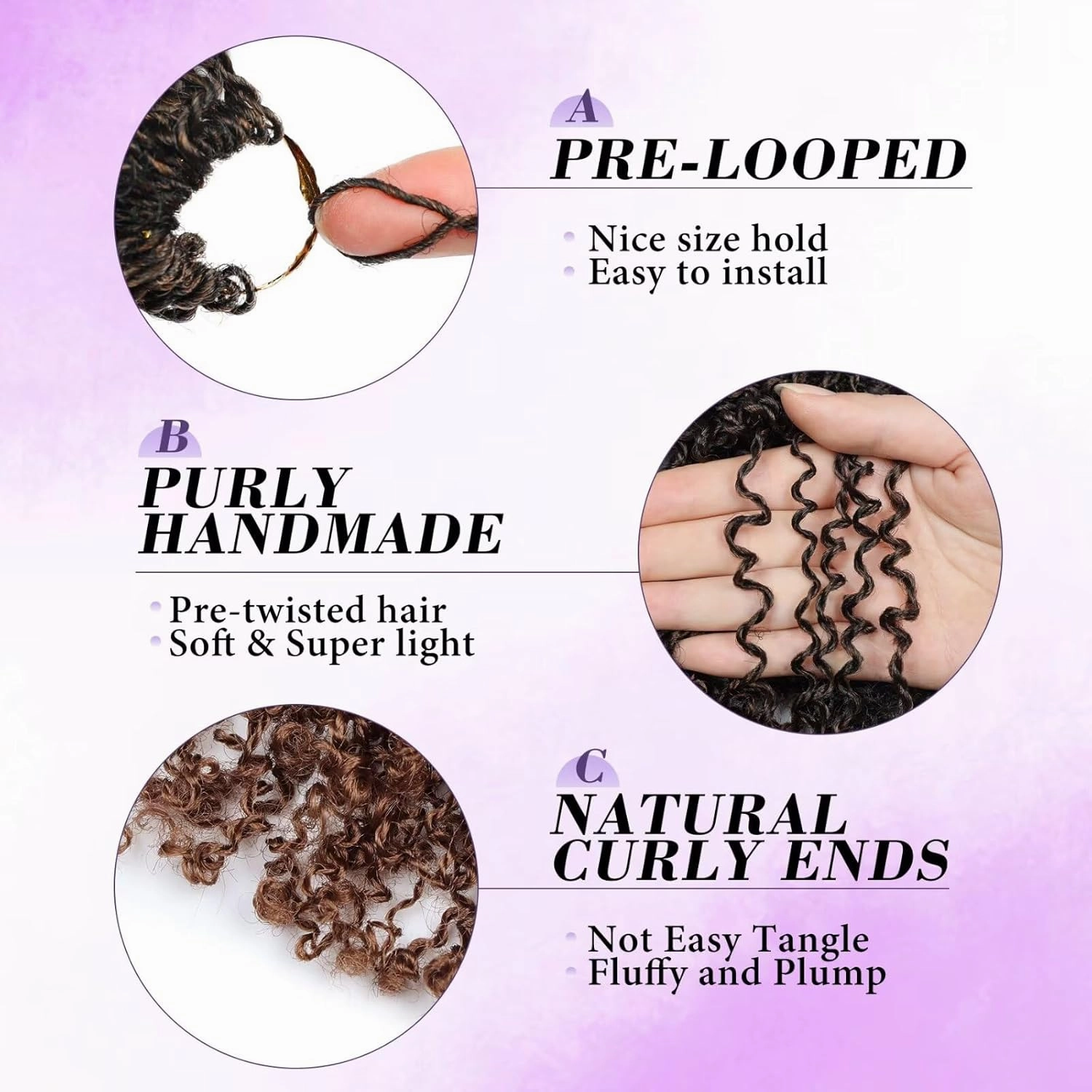 Yanky Twist Crochet Hair for black women 10 Inch 8 Packs 30 Stands/Pc,Pre-looped Fluffy Spring Mini Twist Passion Twist Ombre Brown Synthetic Crochet Braids Braiding Hair(10 Inch, T30-8P)