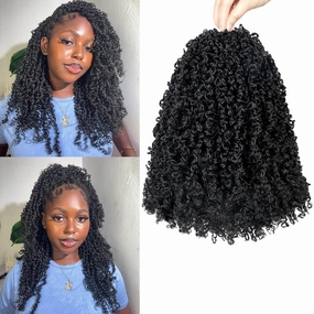 Yanky Twist Crochet Hair for black women 14 Inch 8 Packs 30 Stands/Pc,Pre-looped Fluffy Spring Mini Twist Passion Twist Natural Black Synthetic Crochet Braids Braiding Hair(14 Inch, 1B-8P)
