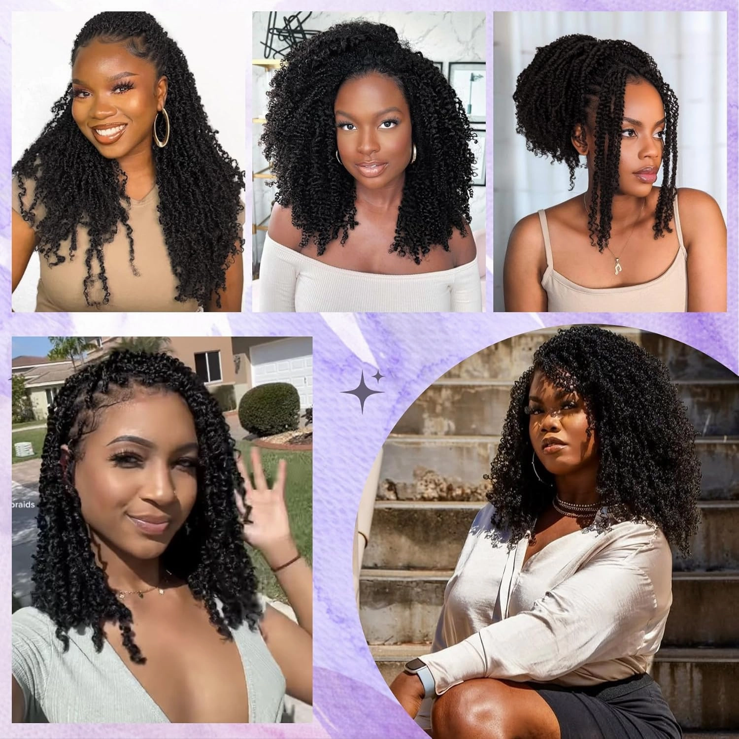 Yanky Twist Crochet Hair for black women 14 Inch 8 Packs 30 Stands/Pc,Pre-looped Fluffy Spring Mini Twist Passion Twist Natural Black Synthetic Crochet Braids Braiding Hair(14 Inch, 1B-8P)