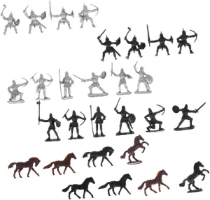 Yardwe 56Pcs Soldiers Figures Mini Model Creative for Play and Medieval Decor Safe Craft with Soldiers Horses and for Tabletop Display