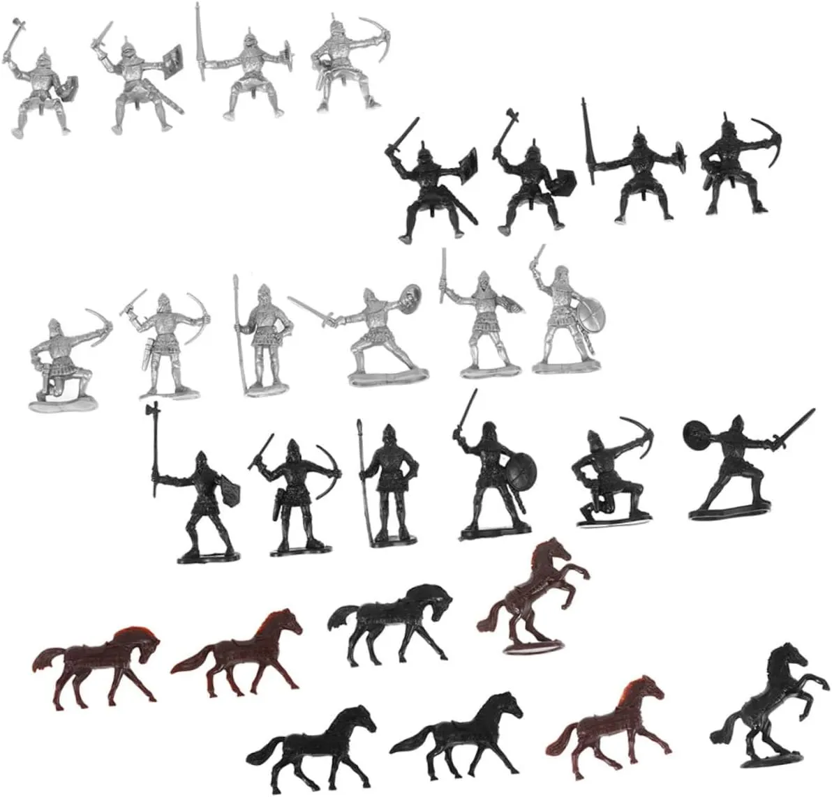 Yardwe 56Pcs Soldiers Figures Mini Model Creative for Play and Medieval Decor Safe Craft with Soldiers Horses and for Tabletop Display