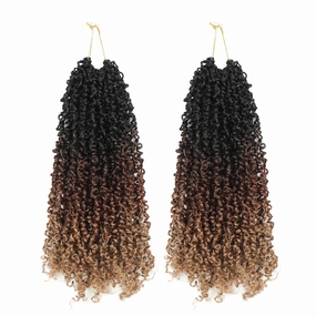 Youngther Yanky twist crochet hair Pre-Twisted Fluffy Spring Mini Twist with curly crochet hair for black women crochet hair pre looped Synthetic hair extension（12inch 1B/30/27 2PCS）