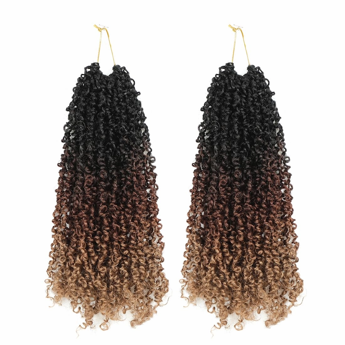 Youngther Yanky twist crochet hair Pre-Twisted Fluffy Spring Mini Twist with curly crochet hair for black women crochet hair pre looped Synthetic hair extension（12inch 1B/30/27 2PCS）