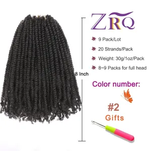 ZRQ 8 Inch Micro Twist Crochet Hair Bob Crochet Braids Mini Pre-twisted Passion Twist Mini Senegalese Twist Crochet Hair Pre-looped Micro Braids Crochet Hair Extensions(9 Packs,2#)