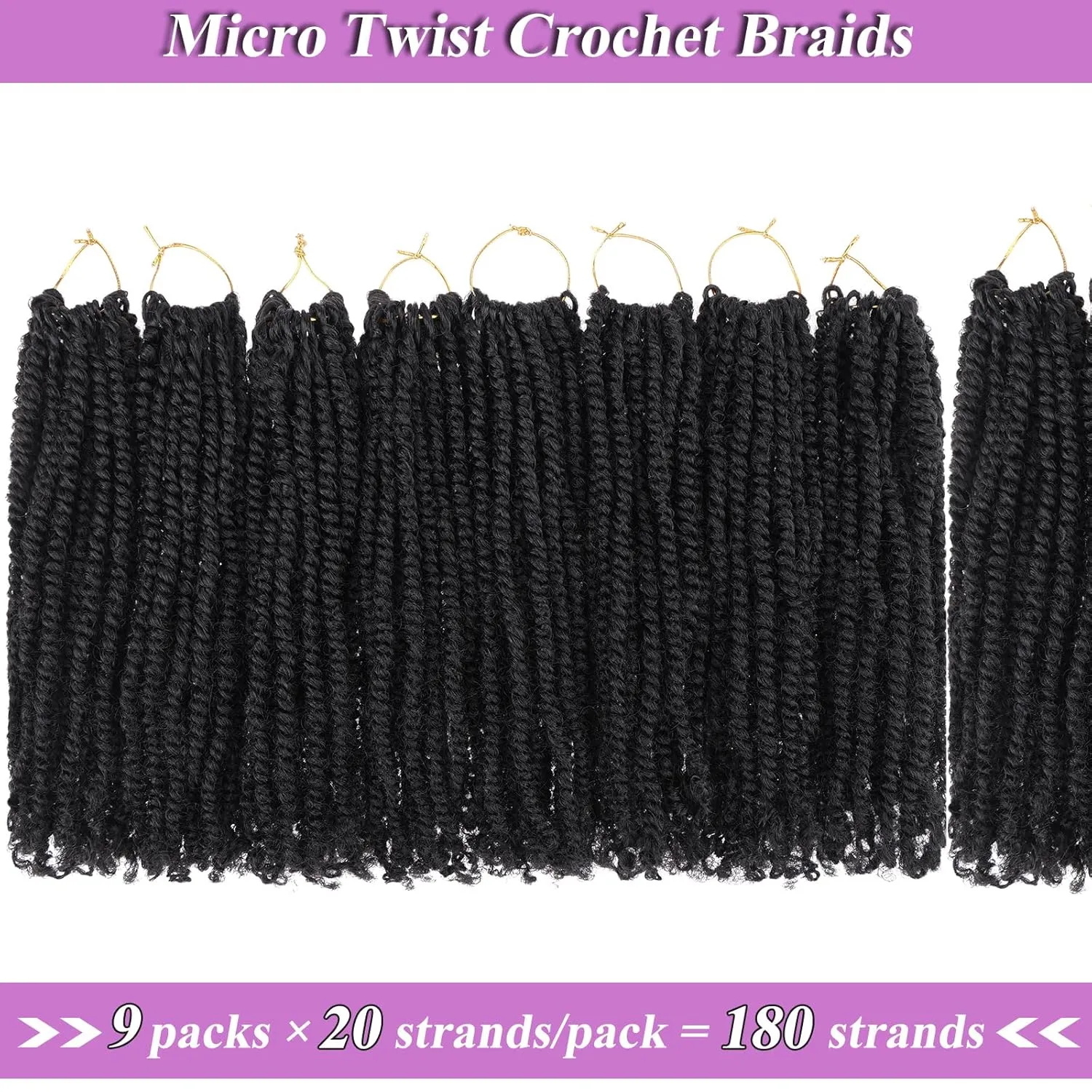 ZRQ 8 Inch Micro Twist Crochet Hair Bob Crochet Braids Mini Pre-twisted Passion Twist Mini Senegalese Twist Crochet Hair Pre-looped Micro Braids Crochet Hair Extensions(9 Packs,2#)