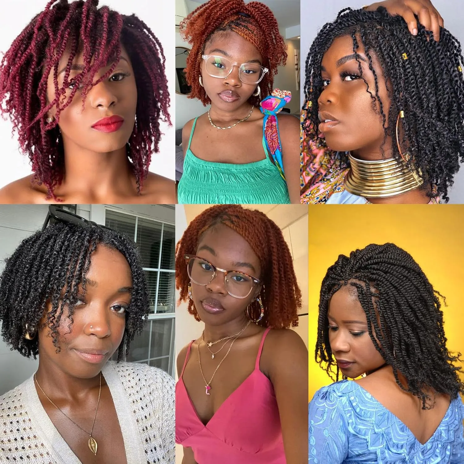 ZRQ 8 Inch Micro Twist Crochet Hair Bob Crochet Braids Mini Pre-twisted Passion Twist Mini Senegalese Twist Crochet Hair Pre-looped Micro Braids Crochet Hair Extensions(9 Packs,2#)