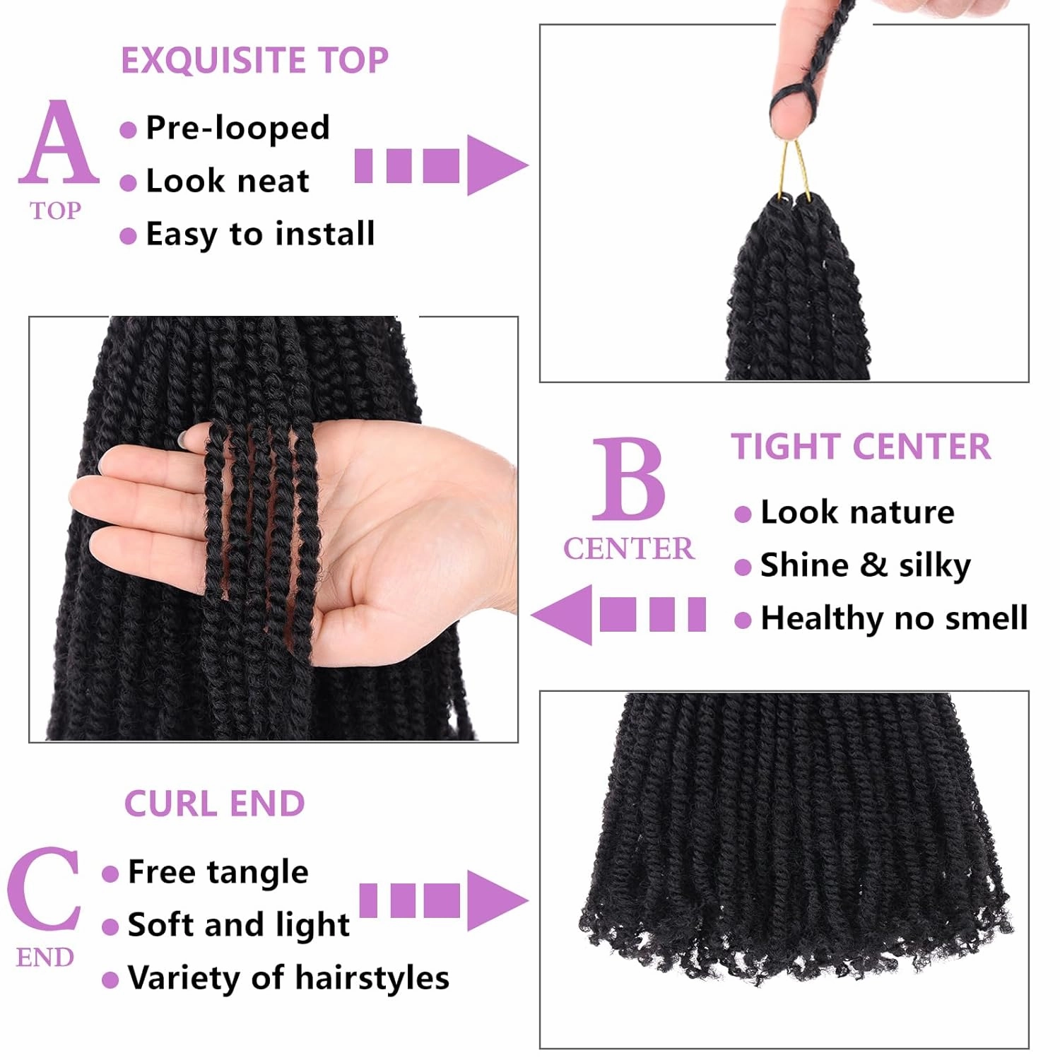 ZRQ 12 Inch Micro Twist Crochet Hair Bob Crochet Braids Pre looped 9 pcs Mini Passion Twist Mini Senegalese Twist Crochet Hair Pre-looped Hair Micro Braids Crochet Hair Extensions Crochet Braids